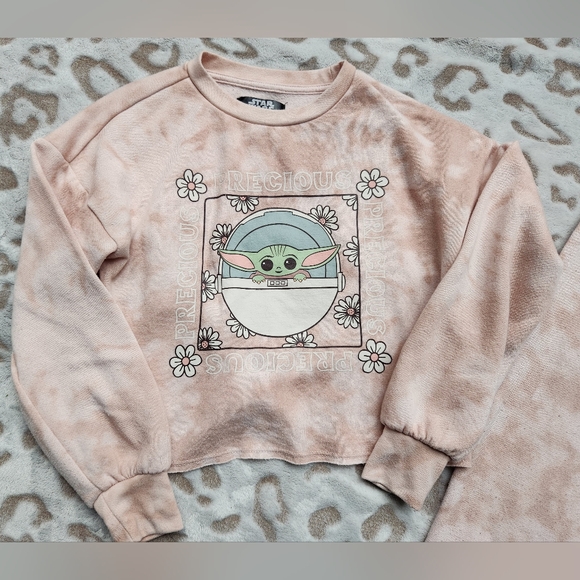 Girls Blush Tie Dye Baby Yoda Sweatpant Outfit - Picture 3 of 4